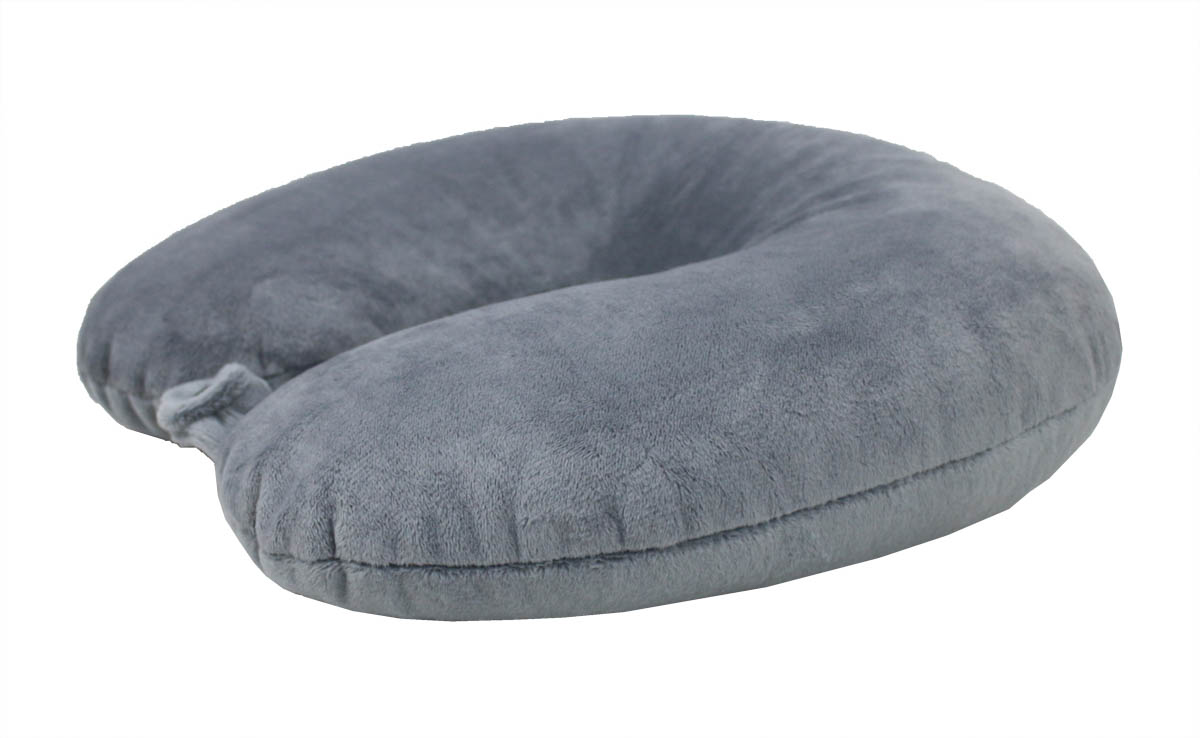 MN-5300G Micro-beads U-Shape Neck Pillow, Velour Cover – Gray - Image 3