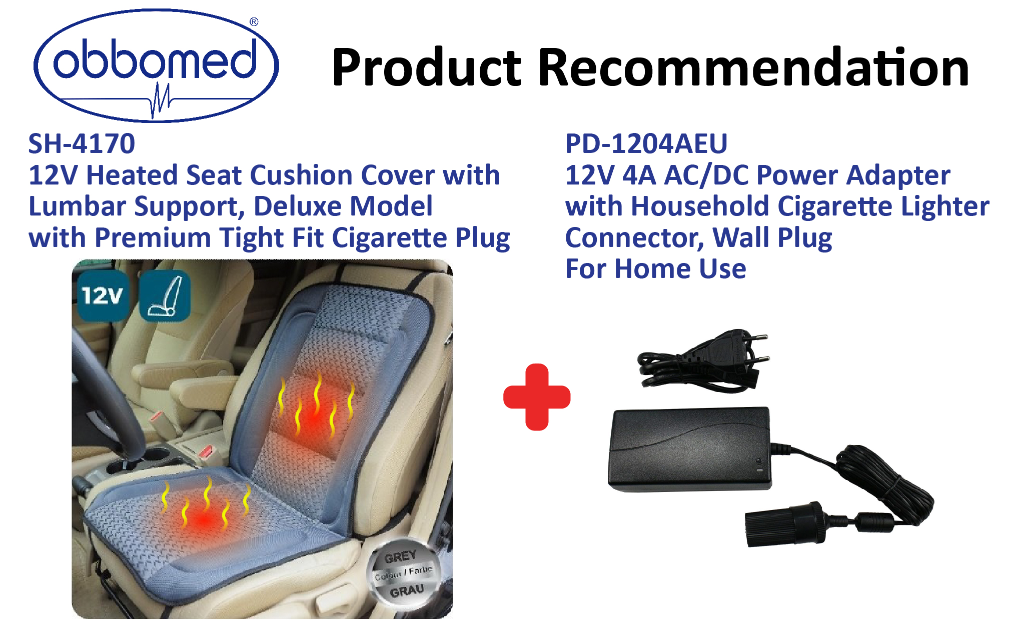 SH-4170 Seat Heater, 12V, Deluxe Model with Premium Plug - Gray with Light Gray Pattern - Image 6