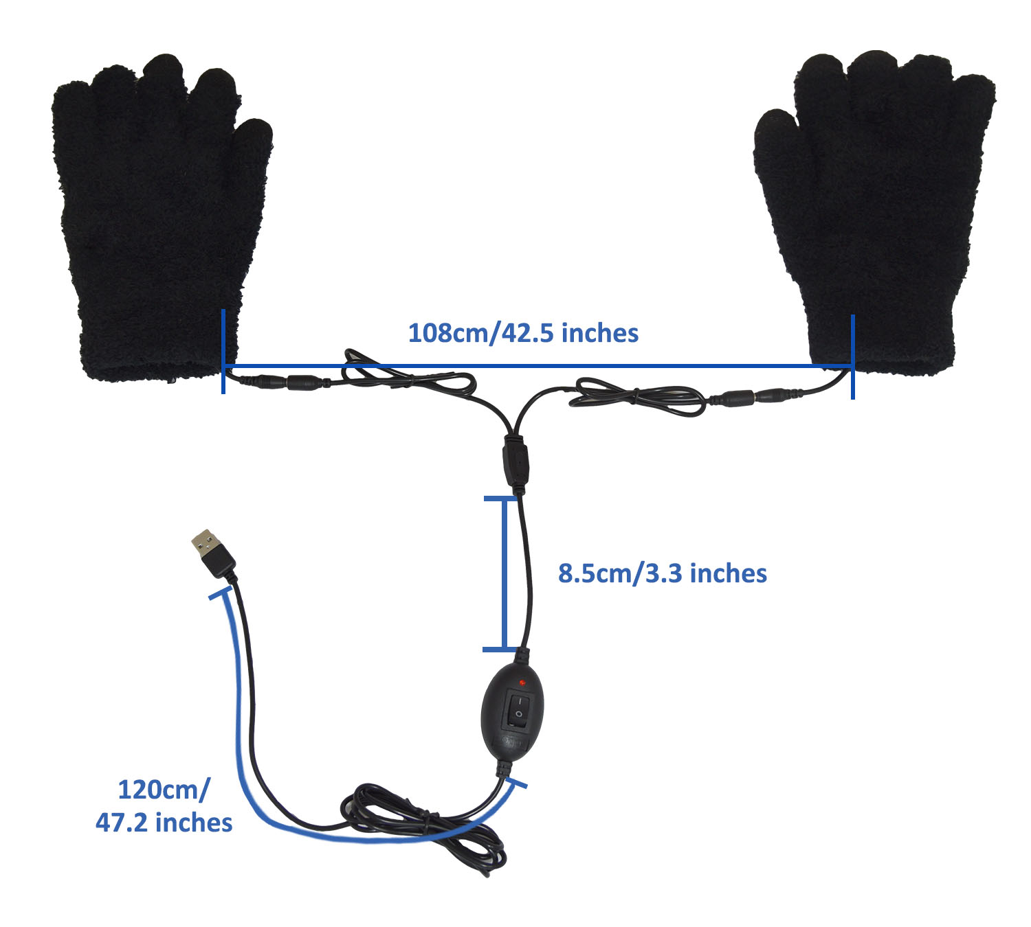 MH-1005 Far Infrared Carbon Fibre Heated Warming Gloves, Touchscreen Full Finger USB 5V 6W - Laptop, IPhone, Power Bank, PC, Wavelength 8-15 μm (Health range: 4-14 μm) - Image 4