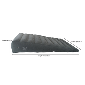 HR-7690 Extra Long and Wide Inflatable Bed Wedge Pillow with Velour Surface, Gray, Horizontal Indention to Prevent Sliding - 115 (L) x 76 (W) x 20-4 (H) cm - Image 4