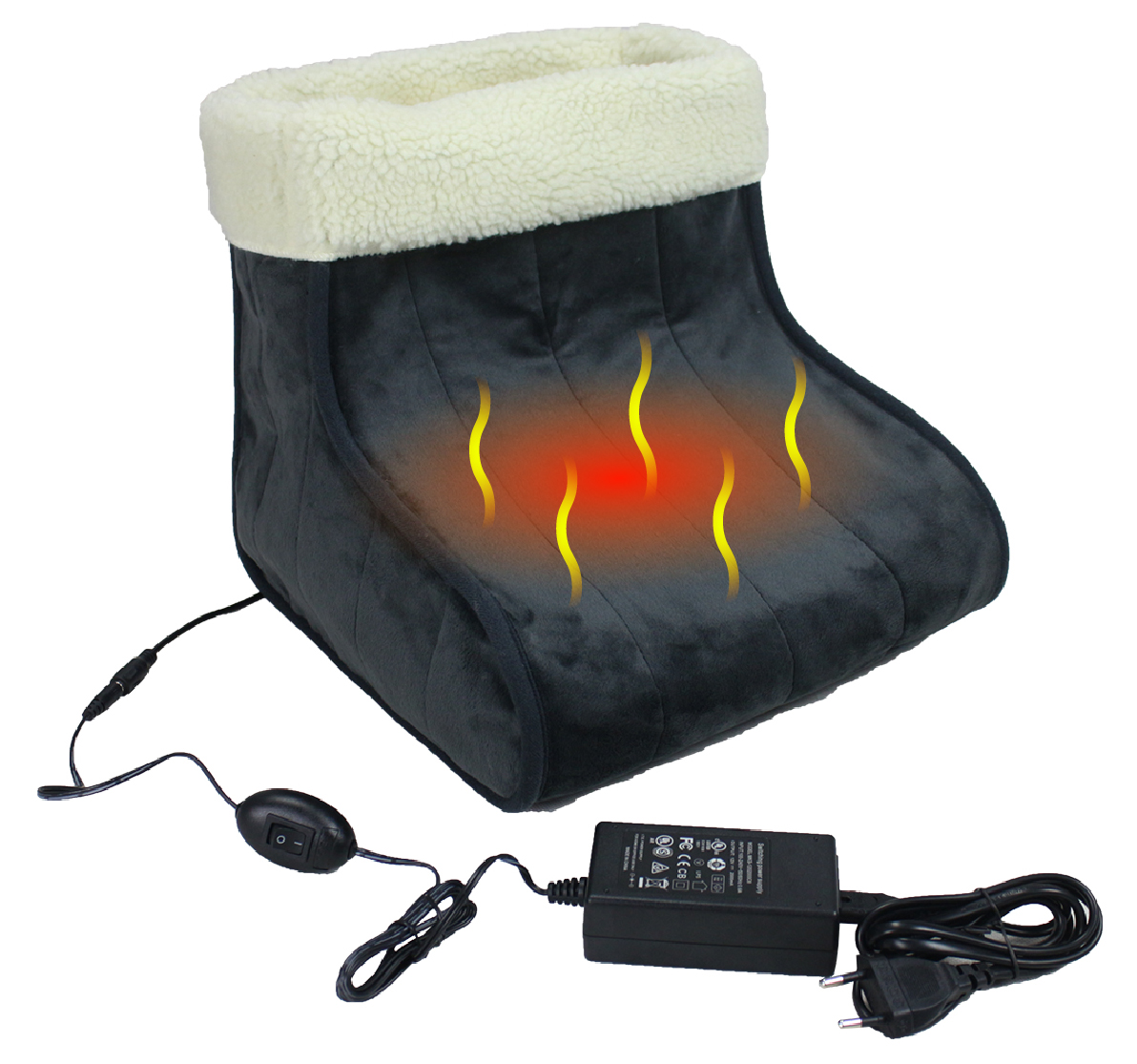 MF-2010BS Far Infrared Carbon Fiber Heated Foot Warmer / Boots / Slippers, 12V 20W - Far Infrared Wavelength 8-15 μm (Healthy Range: 4-14 μm), Auto Switch-Off