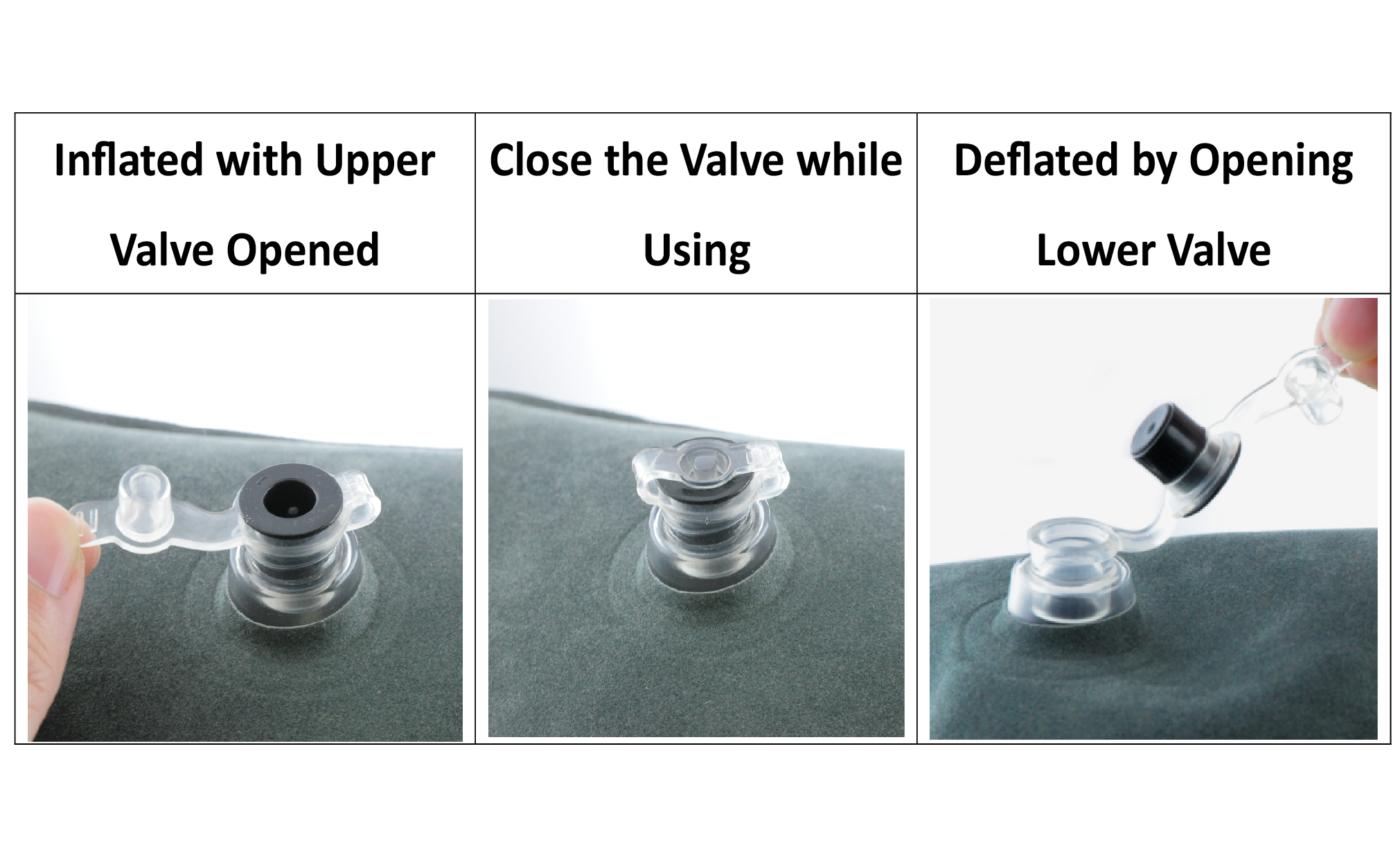 HR-7660 (New Air Valve) Extra Wide Inflatable Bed Wedge Pillow with Velour Surface; Gray - 80 x 76 x 20 - 4 cm - Image 4