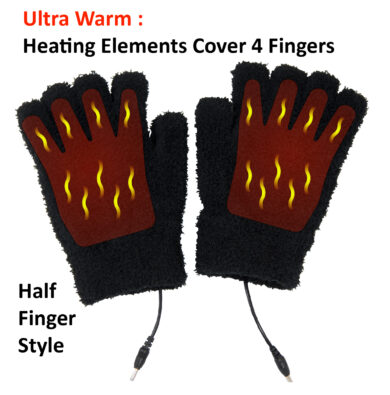 MH-1020 USB 5V Warming Gloves with Latest Composite Heating Element – Half Finger, unisex, universal size