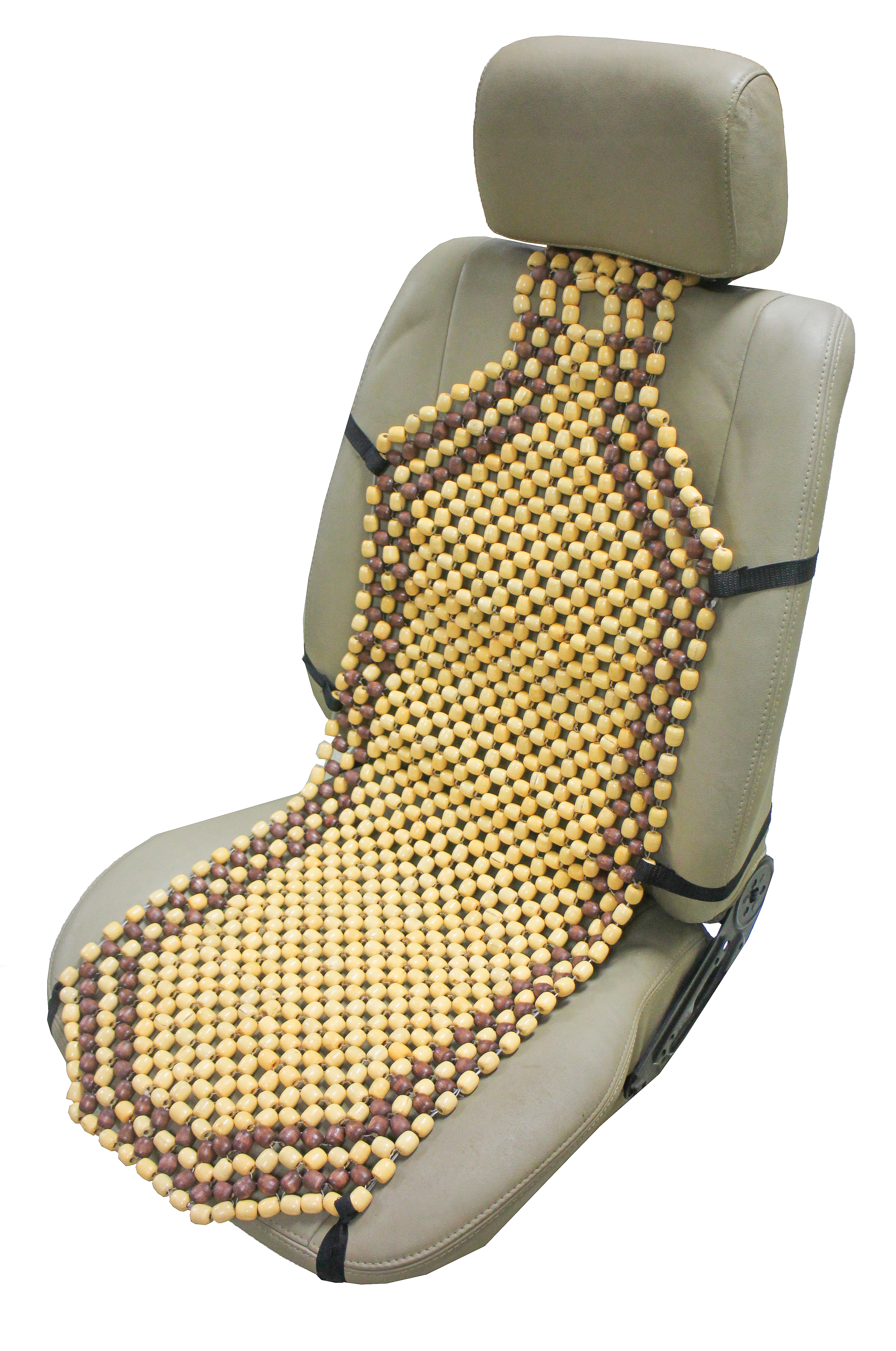 SW7210 Natural Wooden Beaded Car Seat Cover 127 x 38 cm Obbomed UK