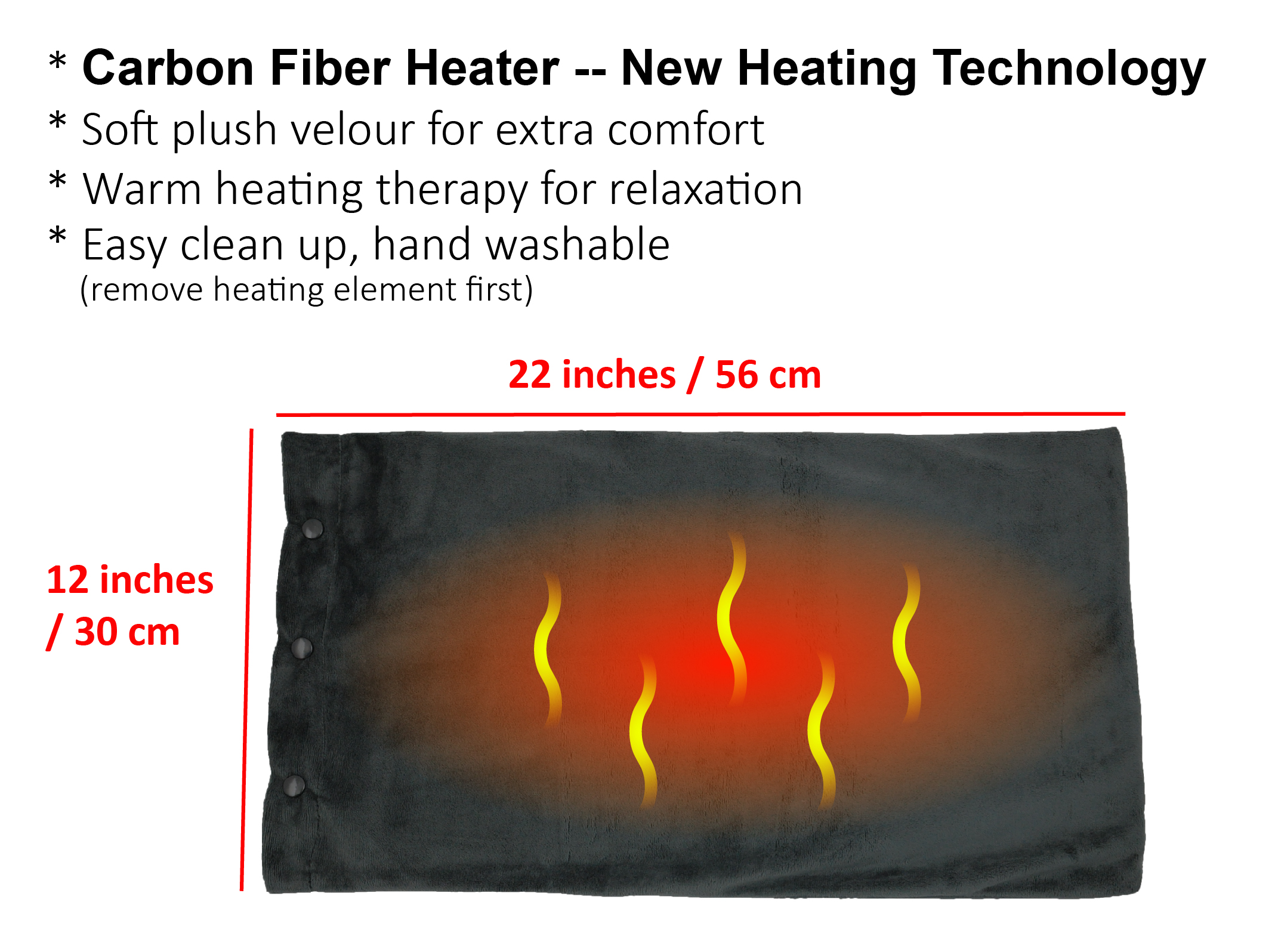MH2000G Far Infrared Carbon Fibre Heated Pad, 12V 20W, 2Level Heat
