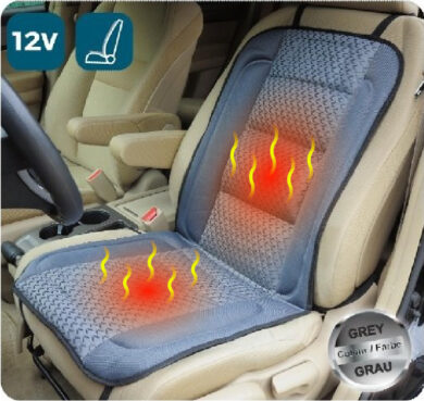 SH-4170F Seat Heater, 12V, Deluxe Model with New Patented 4-Claw Cigarette Lighter Plug - Gray with Light Gray Pattern